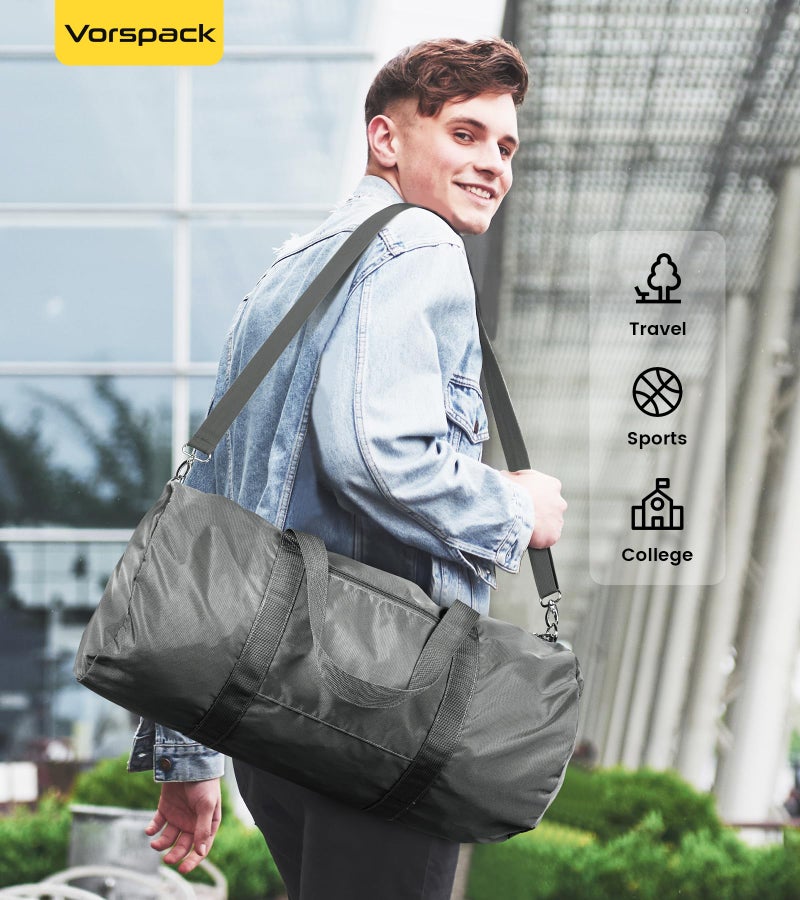 Vorspack Small Duffel Bag 20 Inches Foldable Gym Bag for Men Women Duffle Bag Lightweight with Inner Pocket for Travel Sports - Grey - Image 5